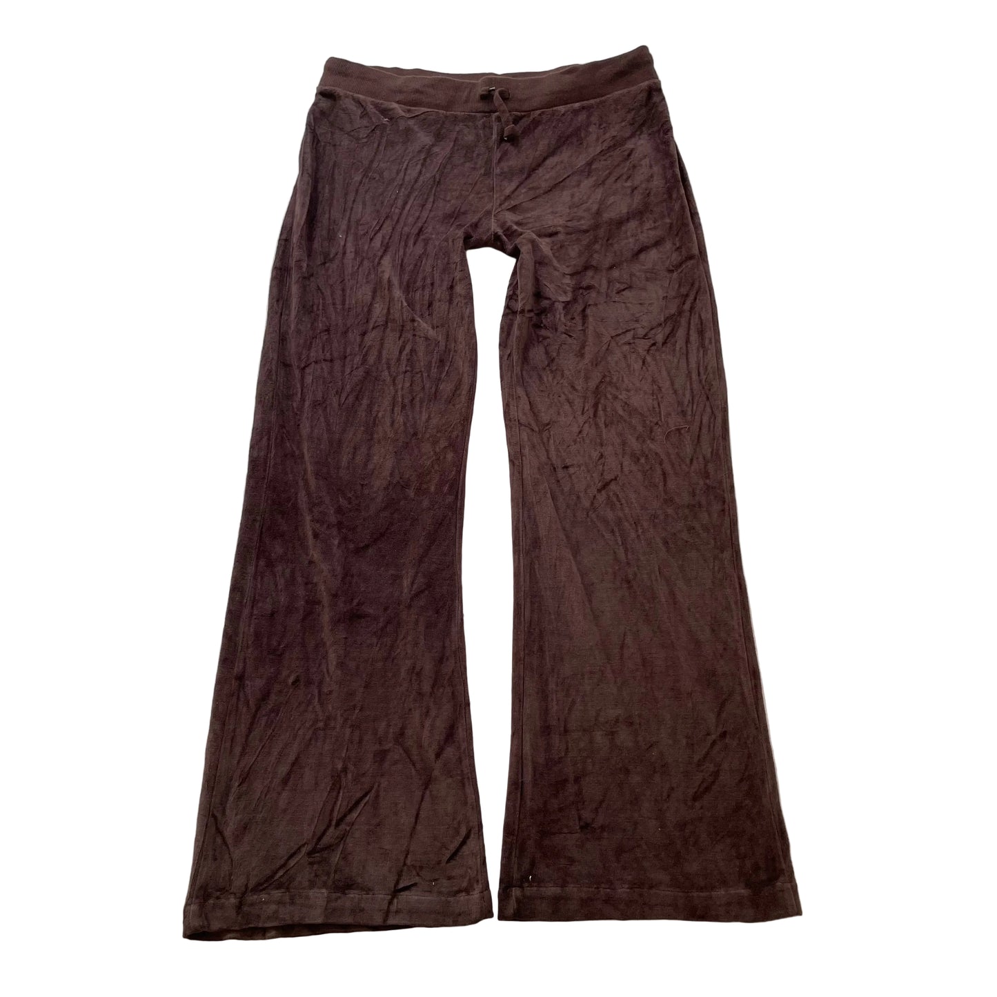 Juicy Couture Women's Dark Brown Velour Flared Leg Track Pant Drawstring Size XL