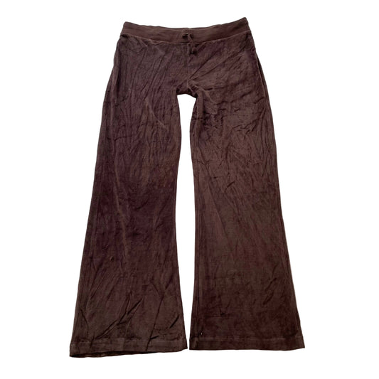Juicy Couture Women's Dark Brown Velour Flared Leg Track Pant Drawstring Size XL