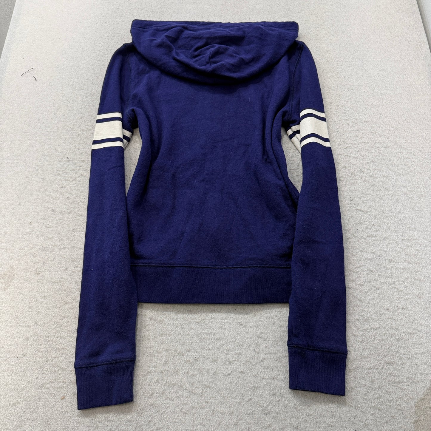 Victoria's Secret PINK Women's Deep Purple Fleece Zip-Up Hoodie Striped Size M