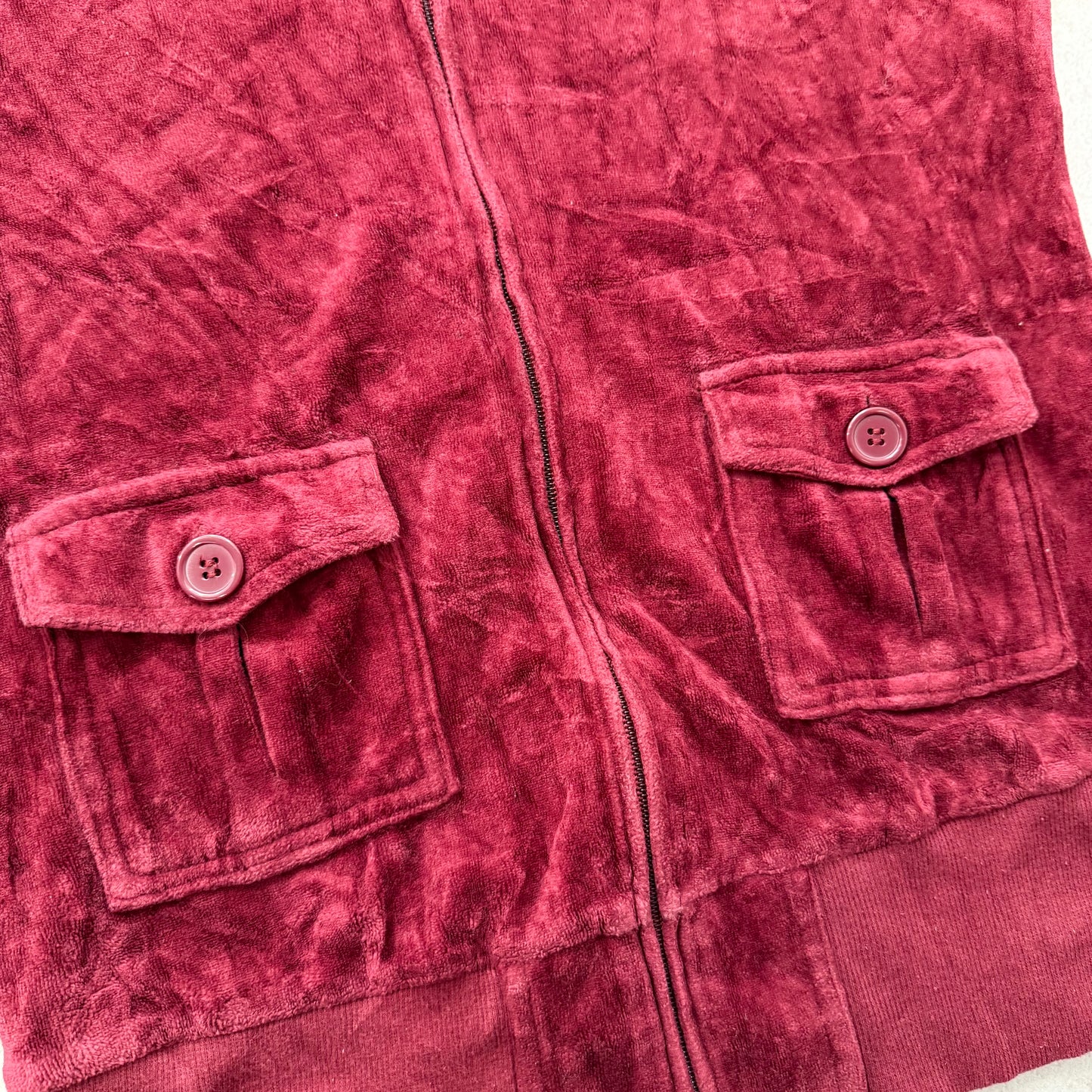 Vintage Juicy Couture “Queen of Couture“ Women's Maroon Zip Up Hoodie Y2K Size L