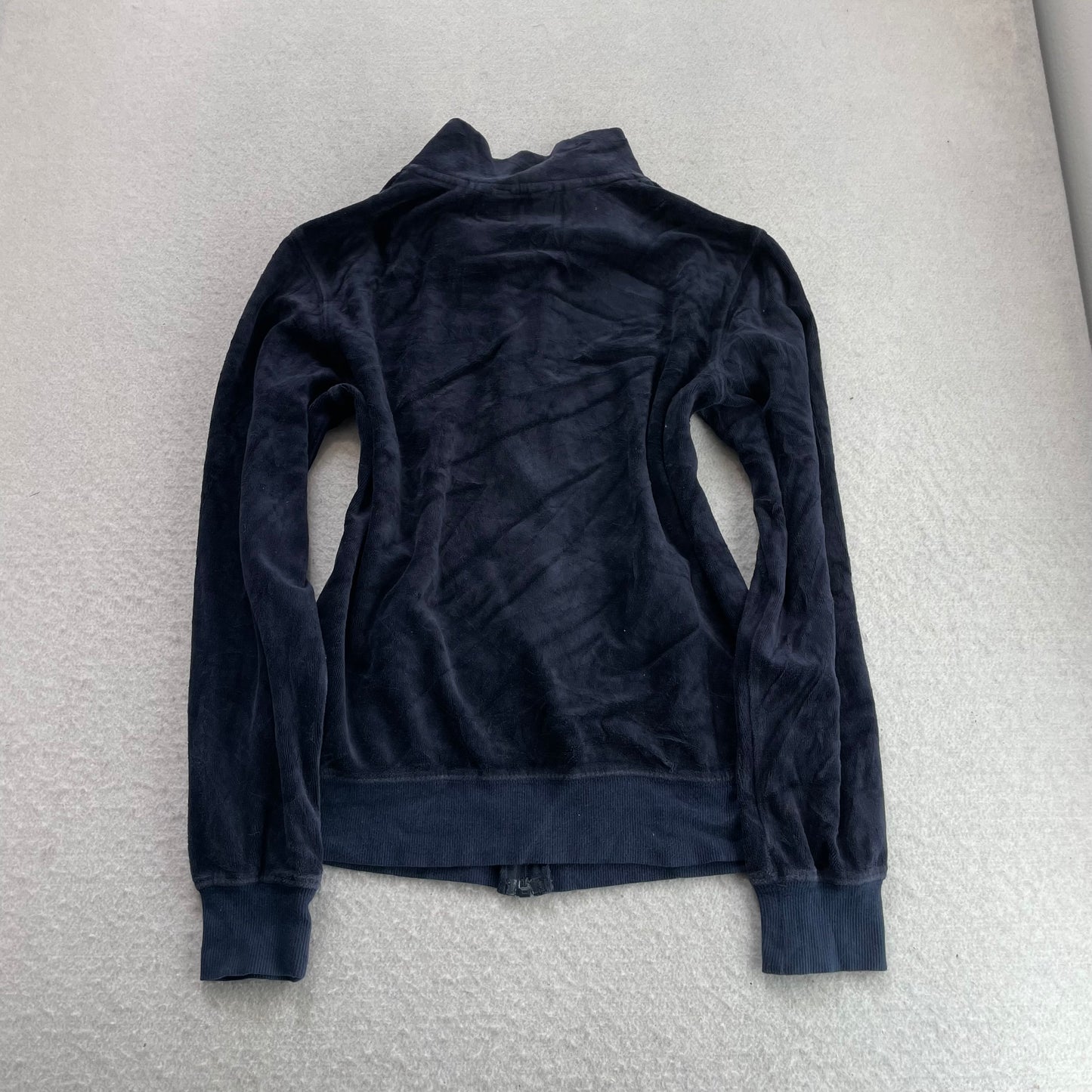 Vintage Juicy Couture Women's Navy Velour Zip-Up Track Jacket Y2k Classic Size S