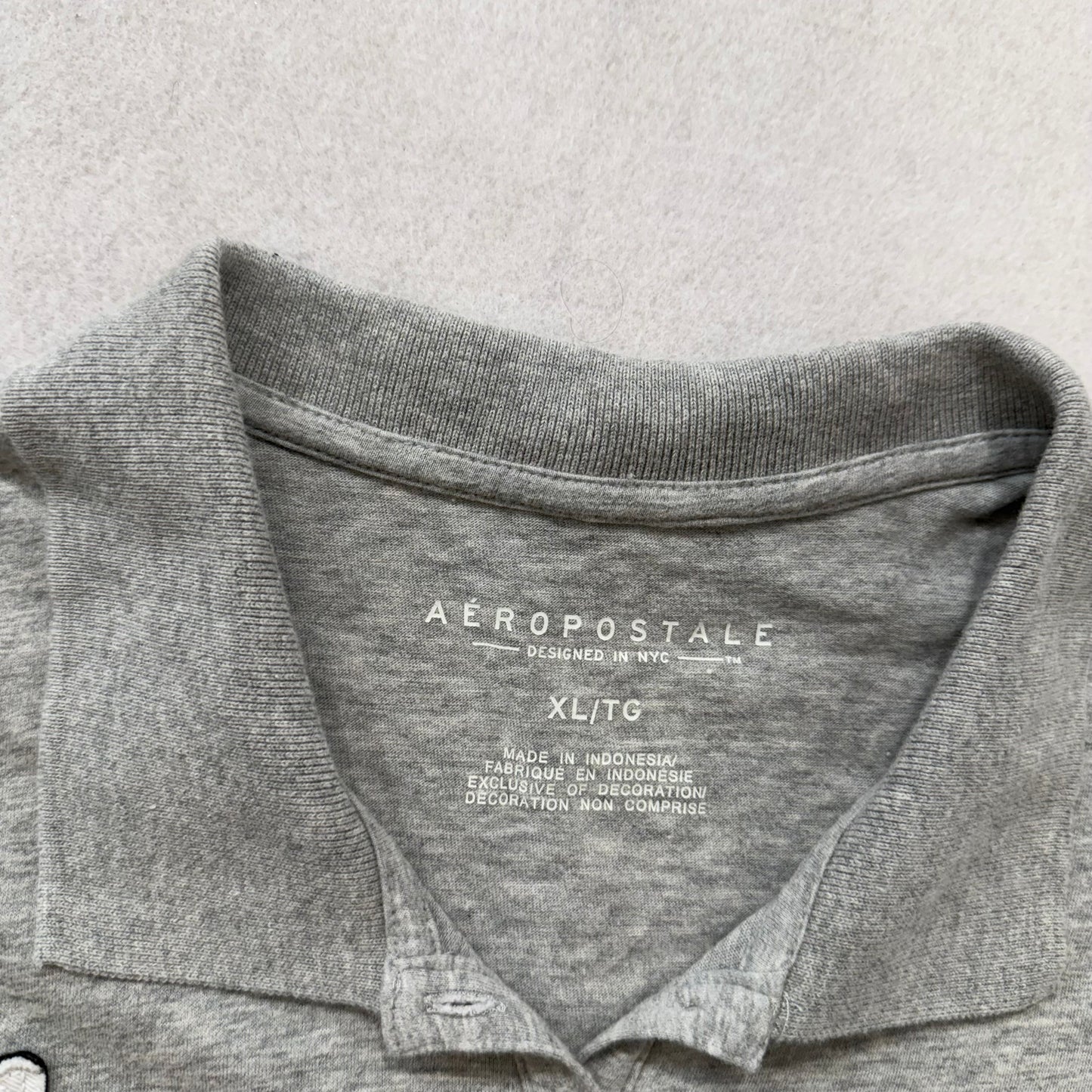 .Aeropostale New York 1987 Women Gray Graphic Polo Shirt Retro Streetwear Size XL