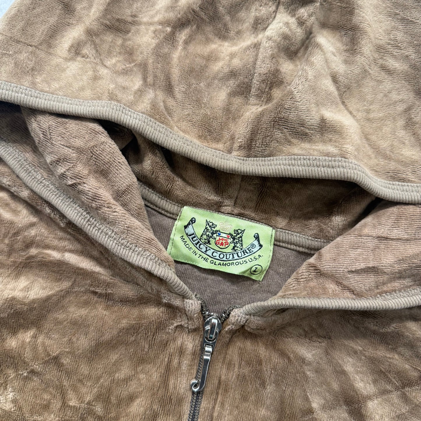 2003 Vintage Juicy Couture “Juicy Icon 39” Women's Brown Zip Up Hoodie Size L