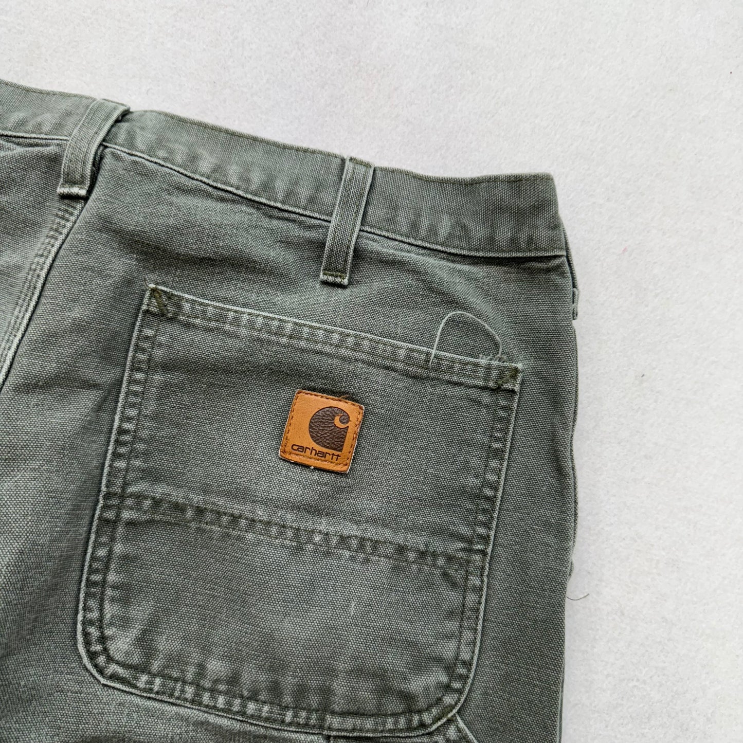 Carhartt B11 Men's Olive Straight Washed Duck Work Pants Dungaree Fit Size 34x36