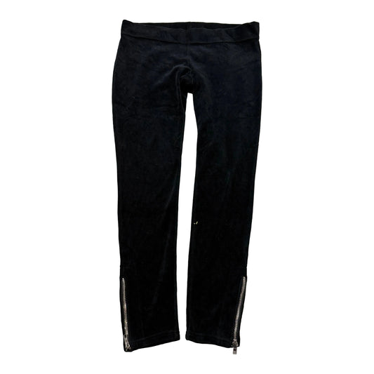 Vintage Juicy Couture Womens Black Velour Track Pant Ankle Zip Elastic Waist - S