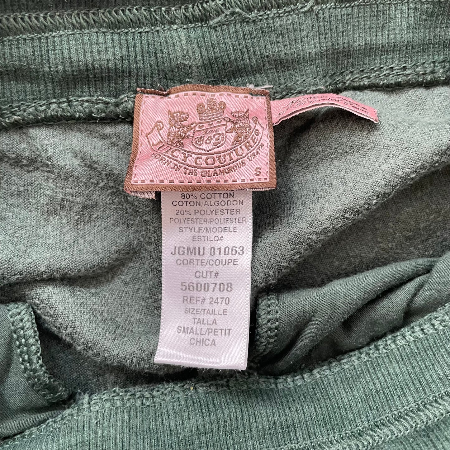 Juicy Couture Women's Dark Green Velour Flared Leg Track Pants Drawstring Size S