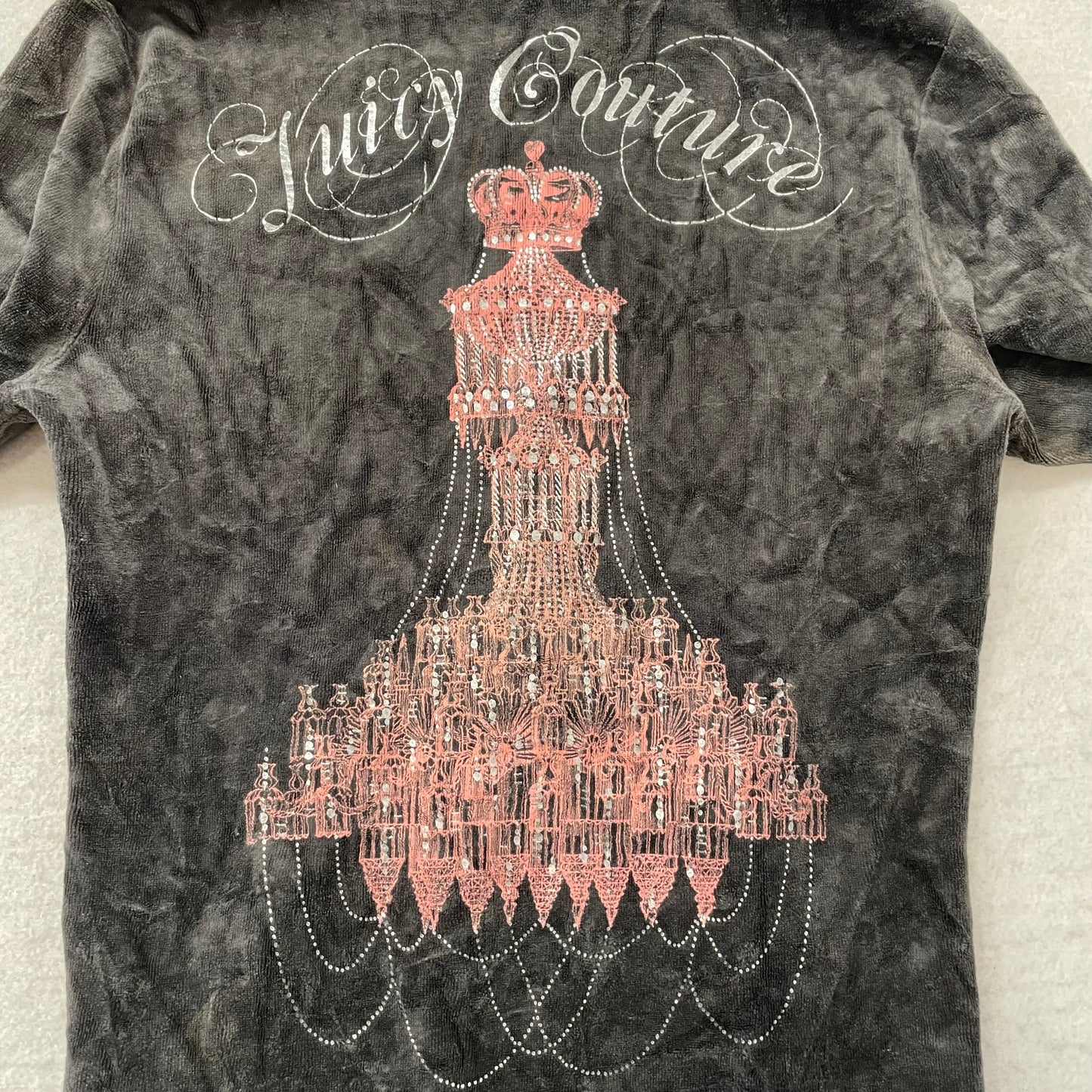 Juicy Couture Women's Charcoal Gray Track Jacket Chandelier Rhinestone Size XS