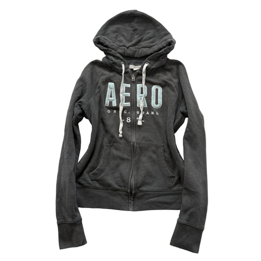 Aeropostale Women's Gray Fleece Full Zip Hoodie Drawstring Pockets Casual Size M