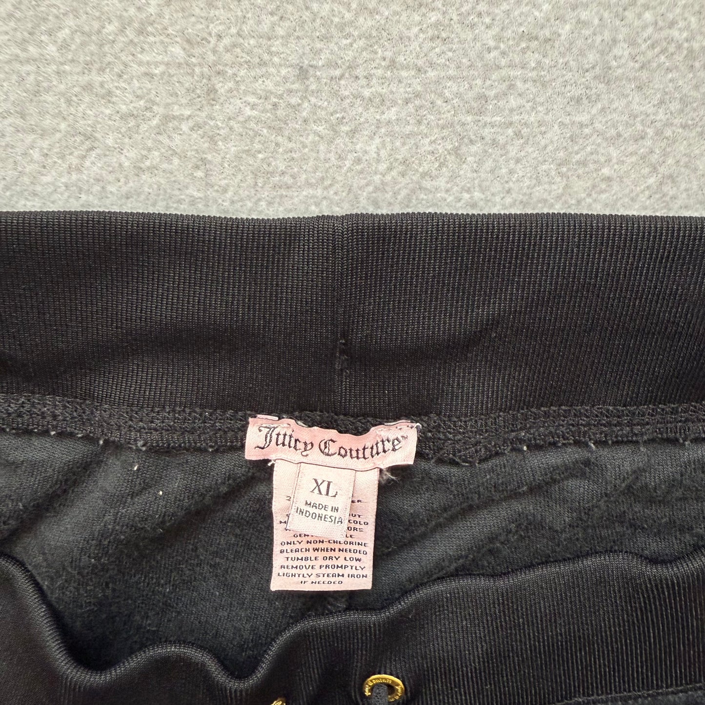 Juicy Couture Women's Black Velour Wide Leg Track Pant Loungewear Casual Size XL