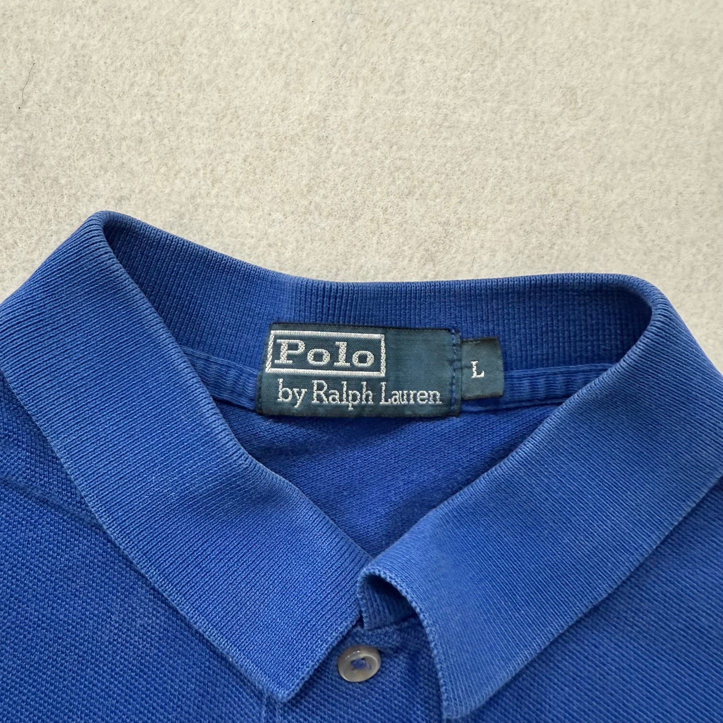 Polo Ralph Lauren Men's Royal Blue Cotton Polo Shirt Short Sleeves Logo Size L
