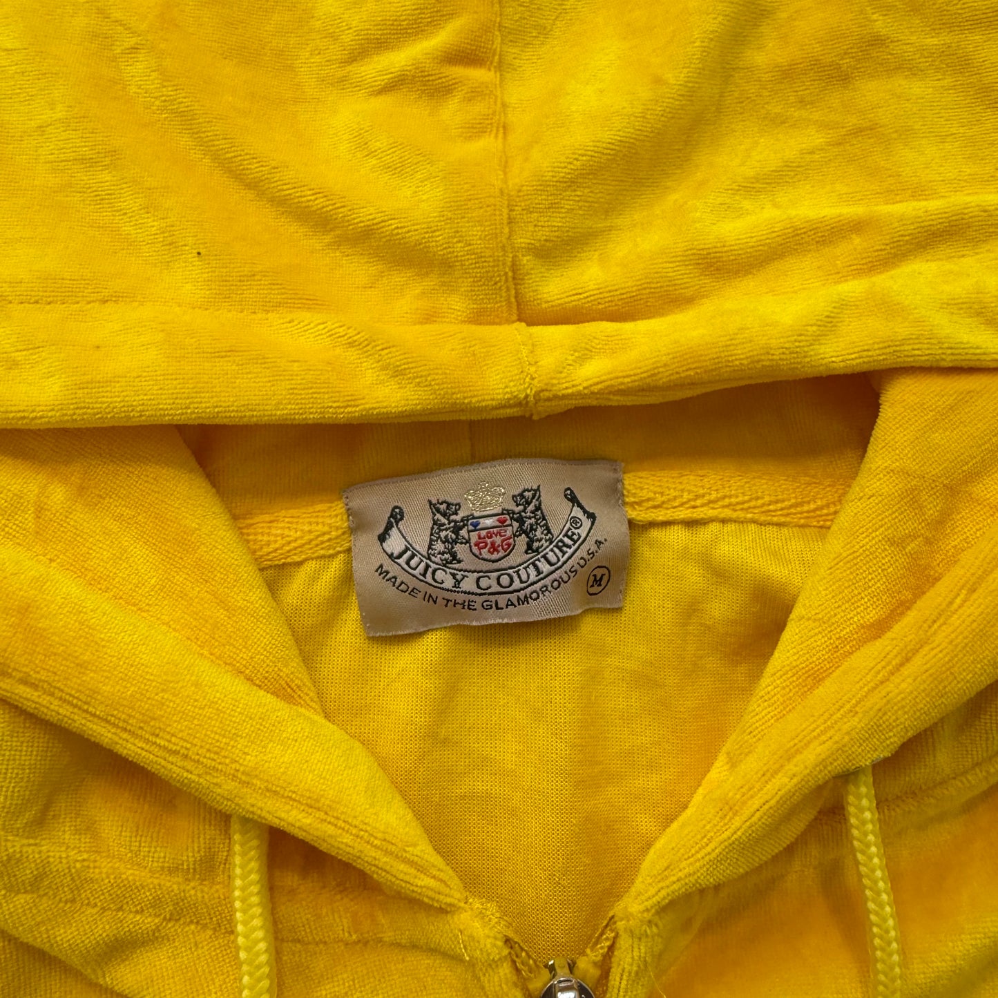 2003 Juicy Couture Women Yellow Zip-Up Hoodie & Pants Y2K Tracksuit Set Size M