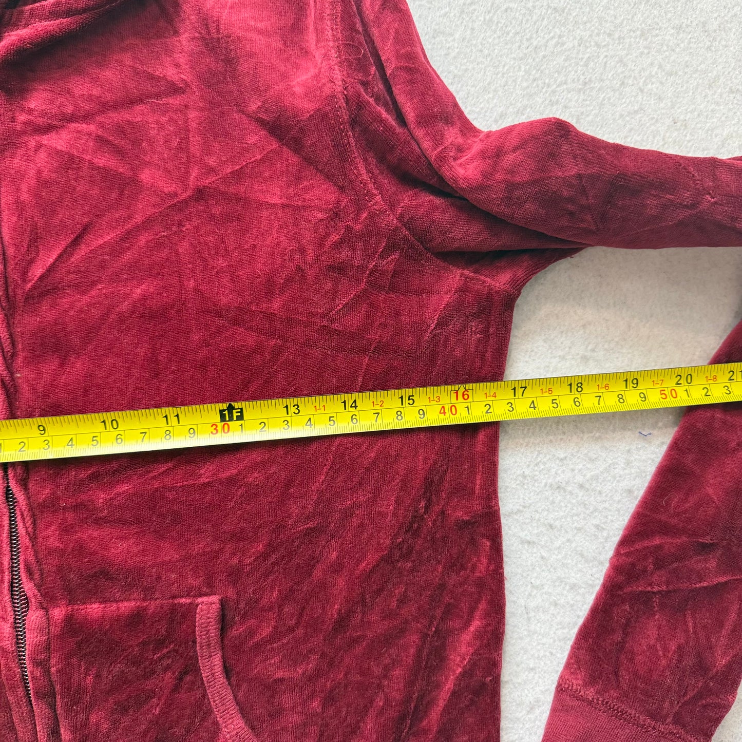 Vintage Juicy Couture Scottie Dogs Women's Maroon Velour Zip-Up Hoodie Size S
