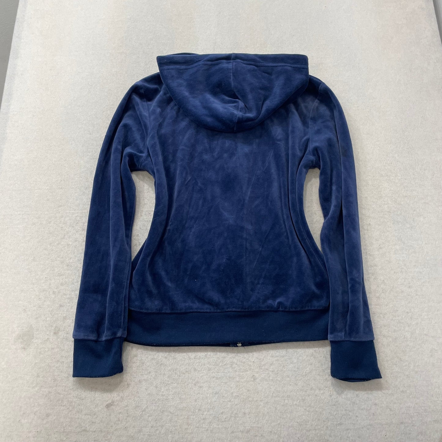 Juicy Couture Women's Regal Blue Velour Full Zip Hoodie Loungewear Preppy Size M