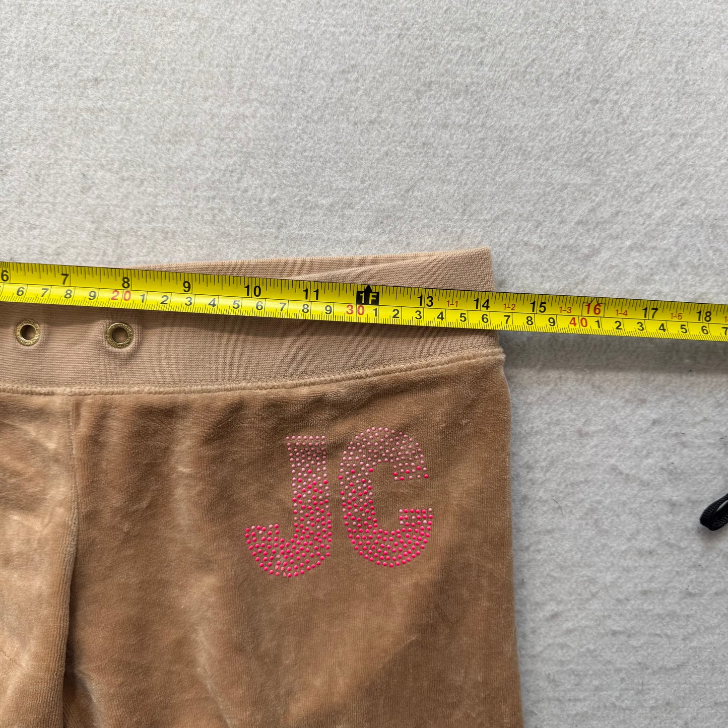 Juicy Couture Women's Tan Velour Flared Track Pant Loungewear Low Rise Size XS