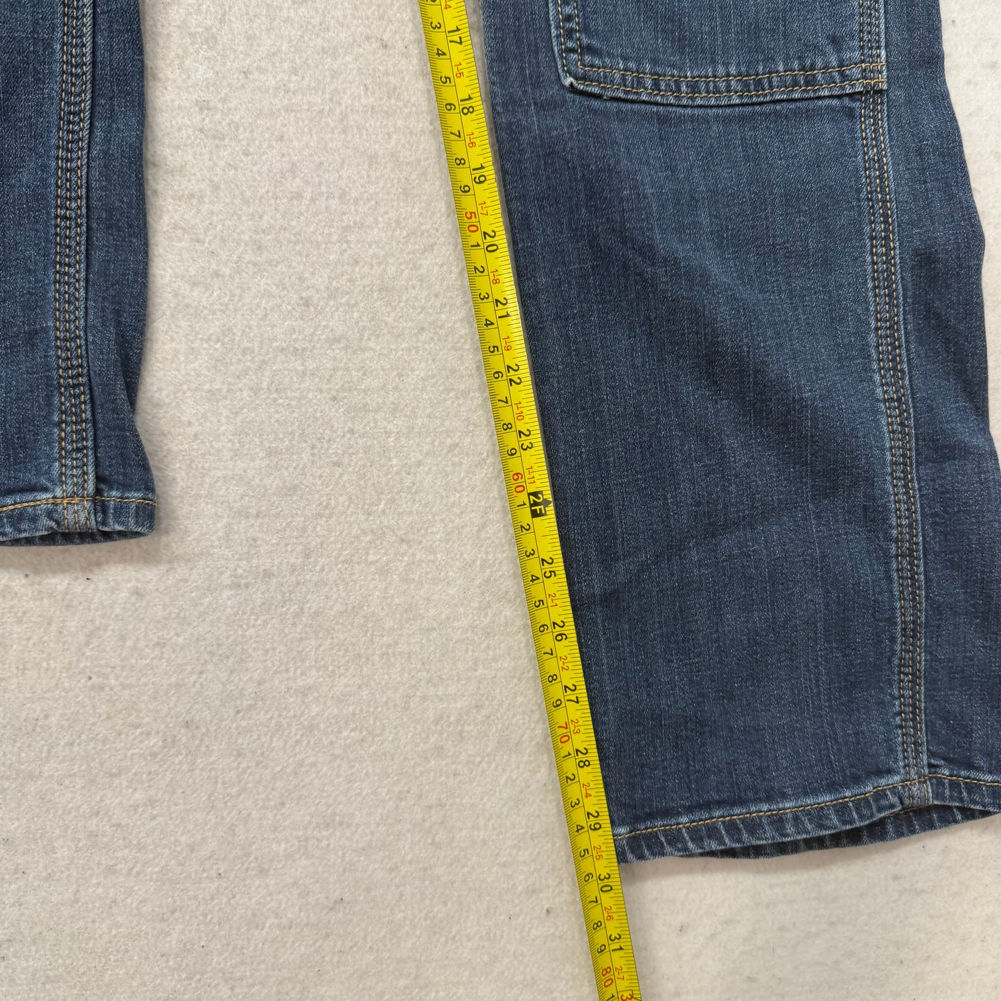 Carhartt Men's Blue Denim Straight Leg Carpenter Jeans Utility Pockets Size 14