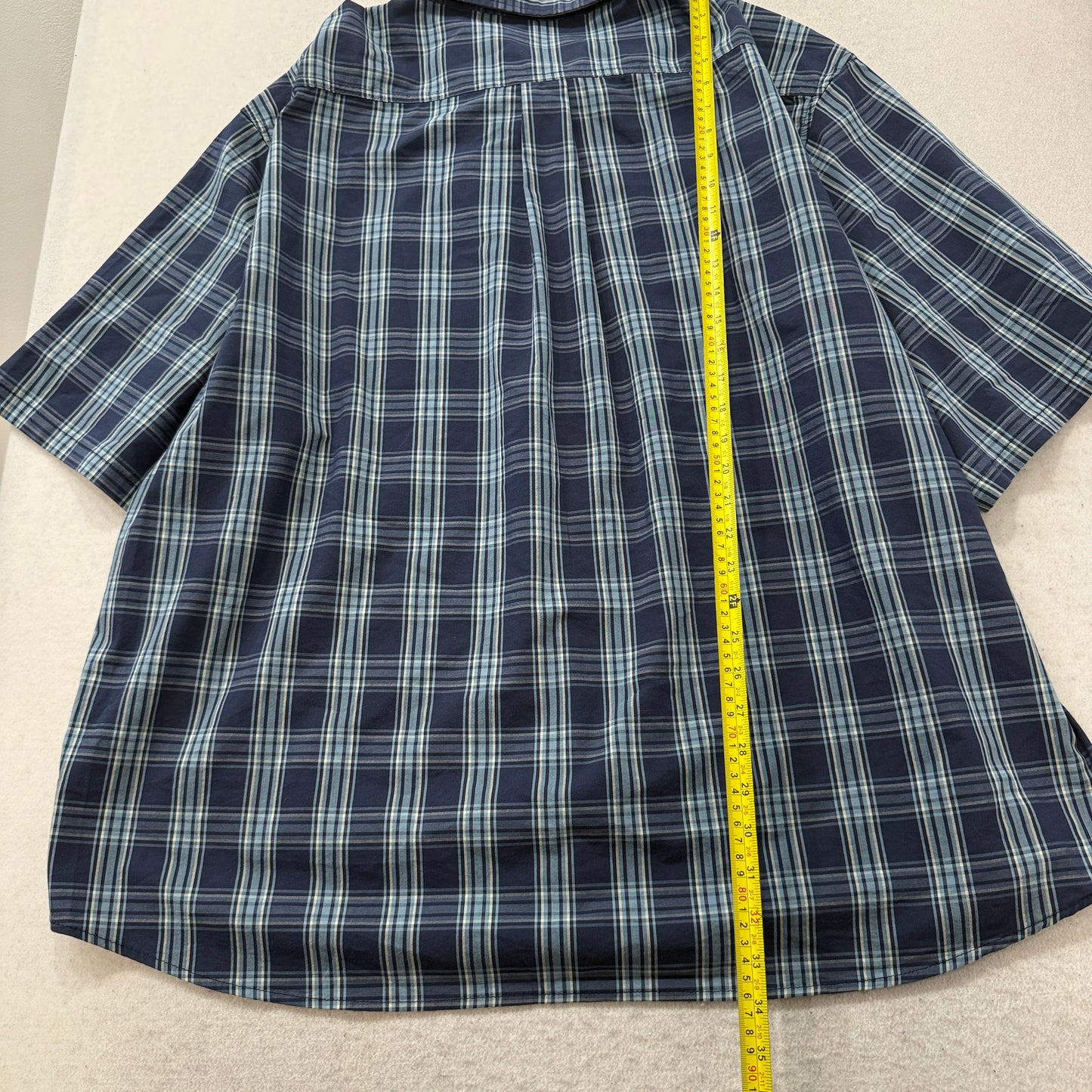 Dickies Men's Blue Plaid Button-Up Shirt Short Sleeves Relaxed Fit Size 4XL