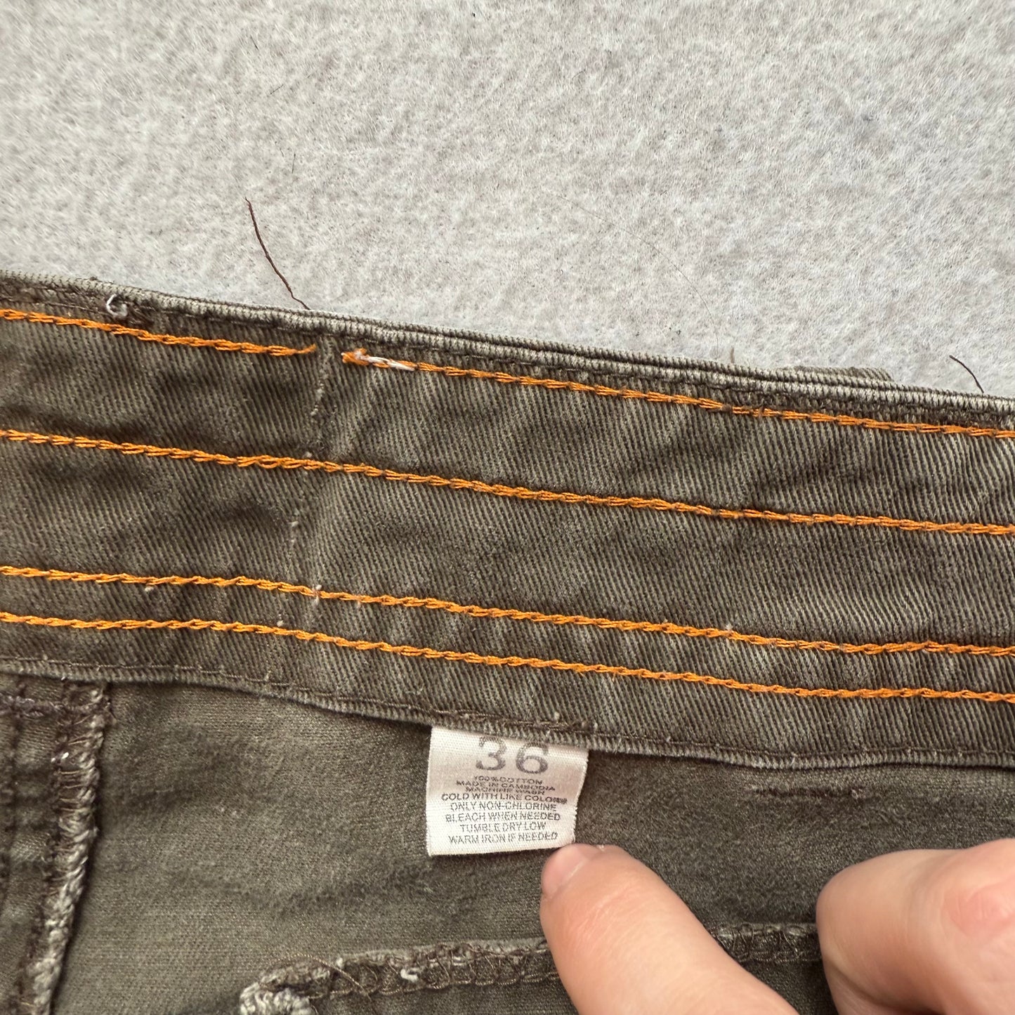 Men's Olive Green Cotton Relaxed Cargo Shorts Utility Pockets Streetwear Size 36