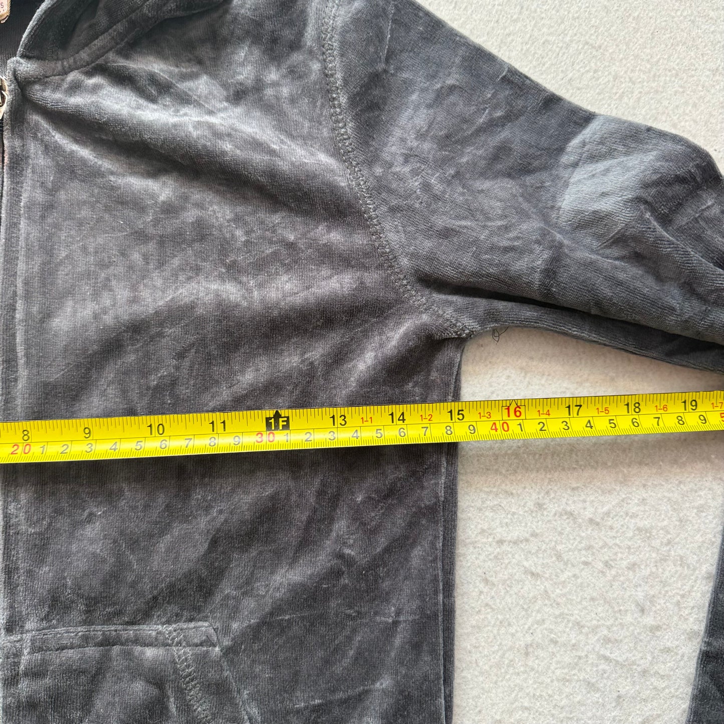Vintage Juicy Couture Scottie Dogs Womens Deep Gray Velour Hoodie Rhinestone - S