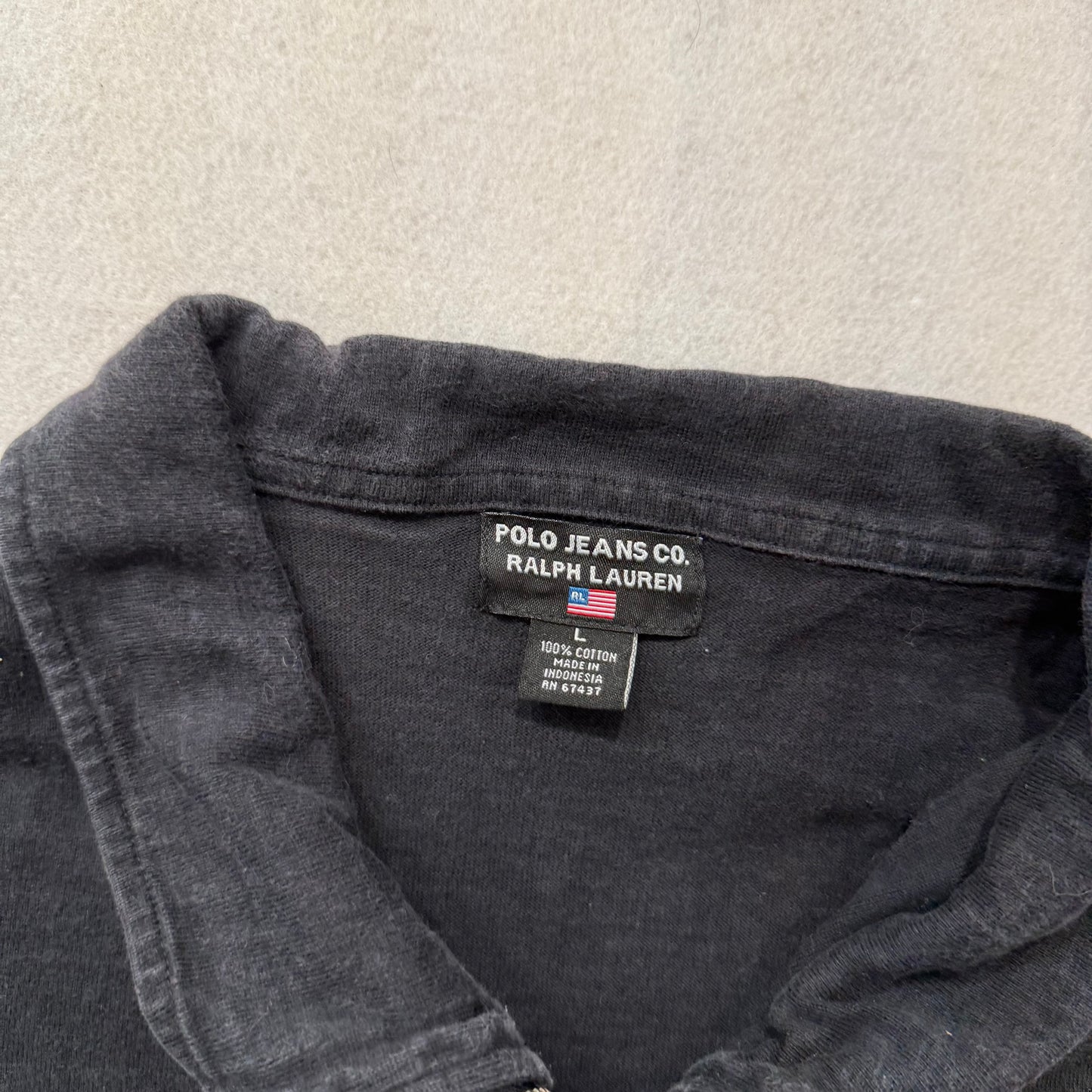 Vintage Polo Jeans Co. Ralph Lauren Men Black Gray Quarter-Zip Sweatshirt Size L