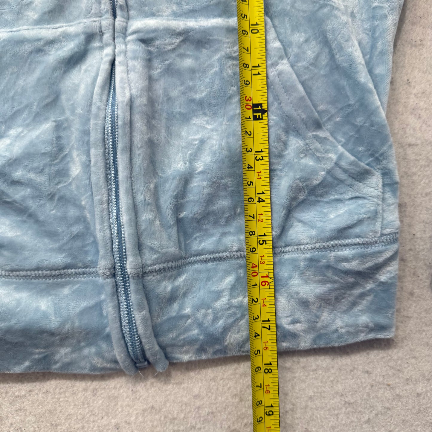 Juicy Couture Women's Ice Blue Velour Full Zip Hoodie Rhinestone Logo Size XS