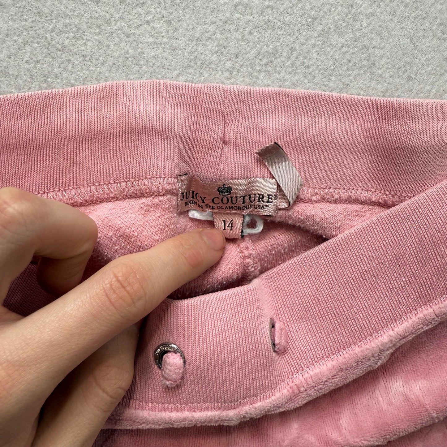 Juicy Couture Women's Pink Velour Flared Track Pant Drawstring Logo Y2K Size 14