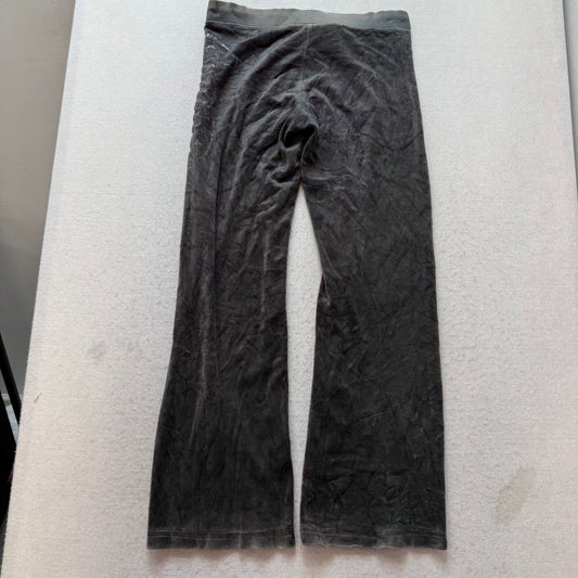 Juicy Couture Women's Charcoal Gray Velour Flared Track Pants Loungewear Size P