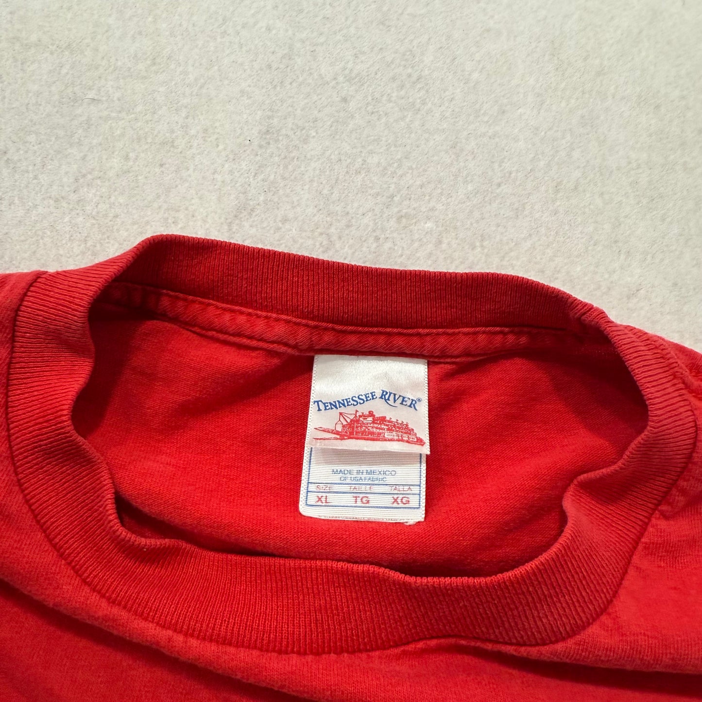 Tennessee River Men Red Cotton T-Shirt Short Sleeve Humorous Graphic Tee Size XL