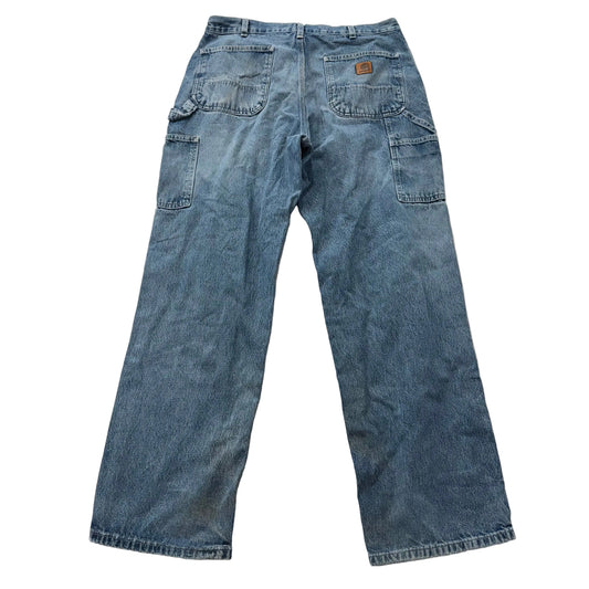 VTG Carhartt Men's Blue Denim Carpenter Jeans Dungaree Fit Pockets Size 35 x 32