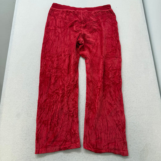 Vintage Juicy Couture Women's Astor Red Velour Flared Track Pant Logo Y2K Size L