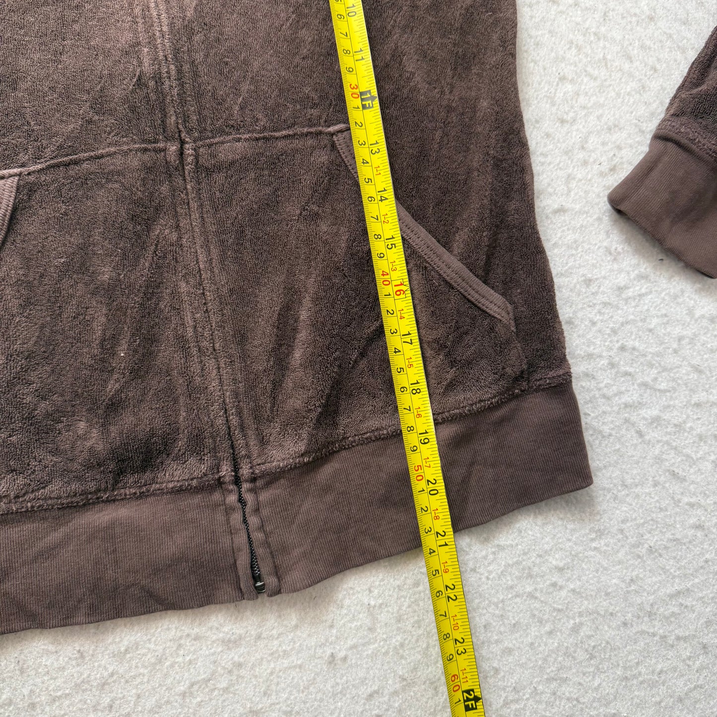 2003 Vtg Juicy Couture Womens Dark Brown Terry Cloth Zip-Up Hoodie Pocket Size S