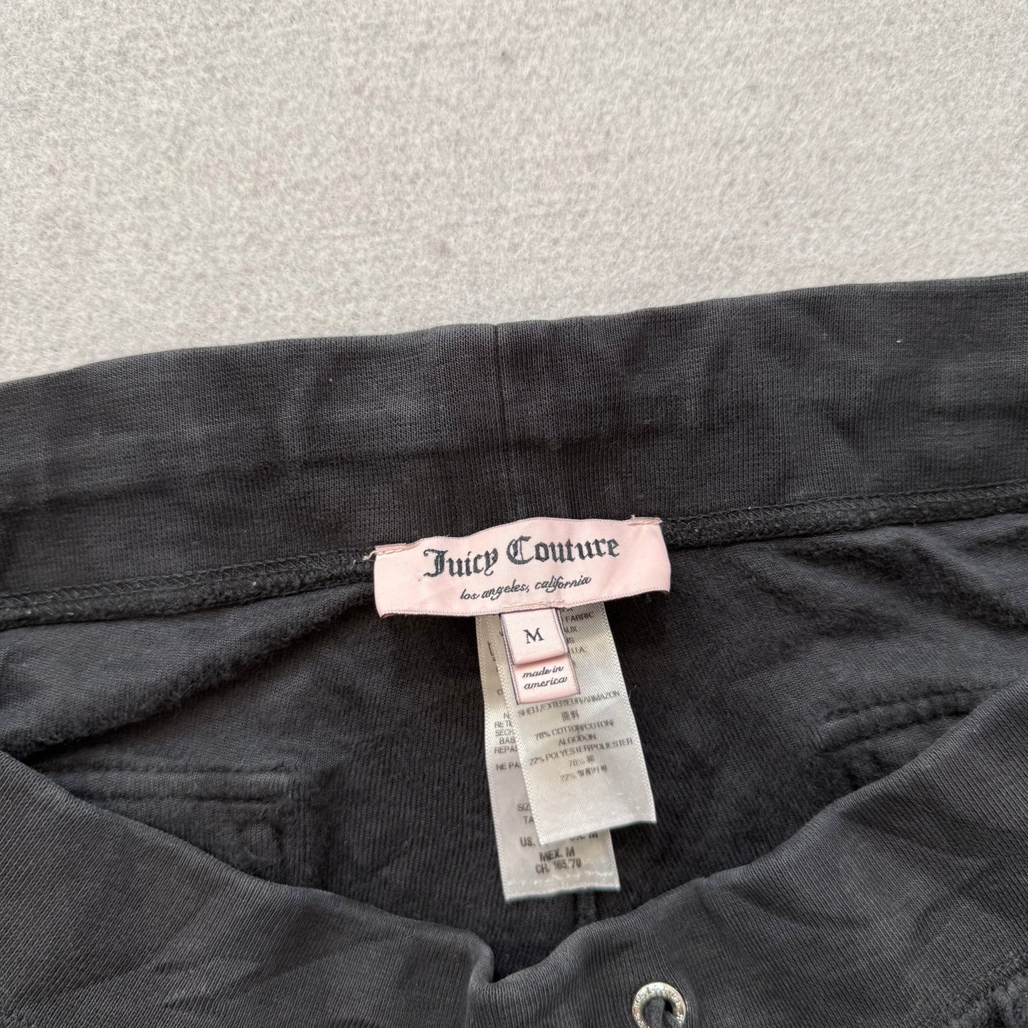 Juicy Couture Women's Black Velour Flared Track Pants Back Snap Pockets Size M