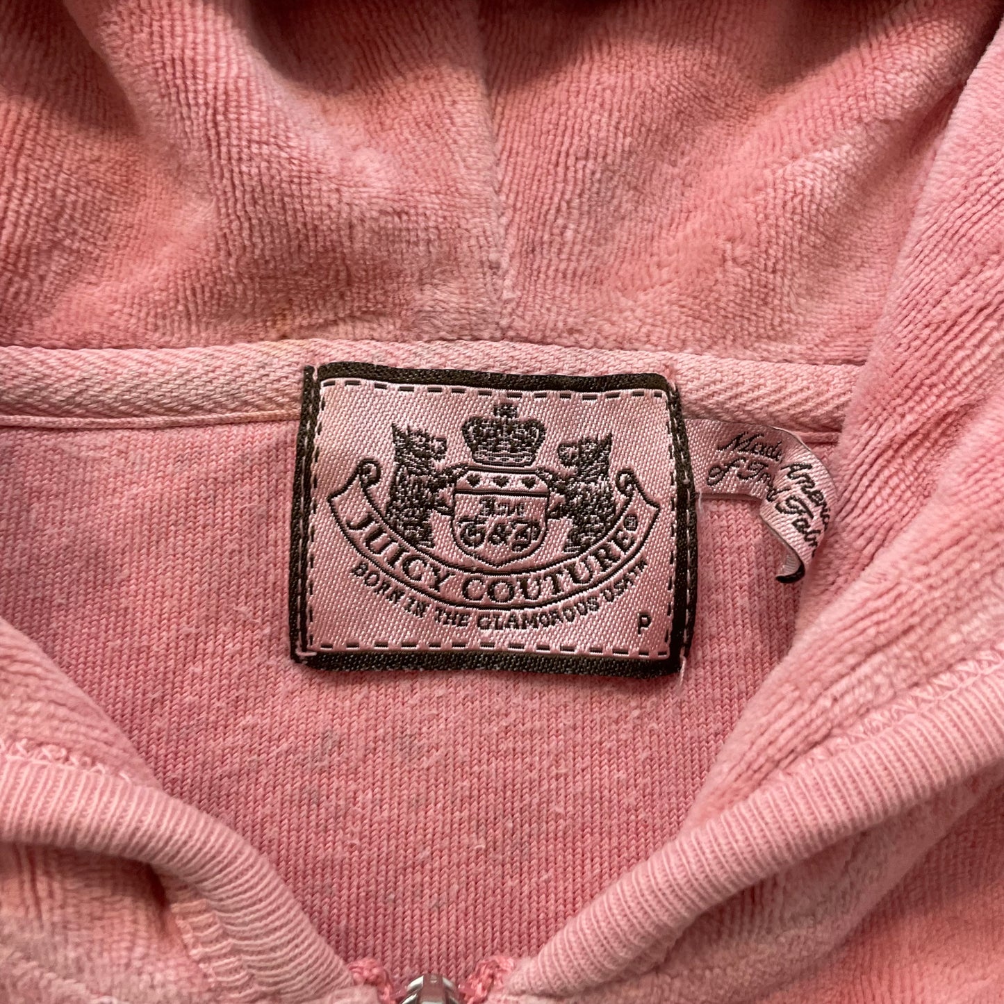 Juicy Couture Scottie Dogs Women's Pink Velour Zip-Up Hoodie Loungewear Size P