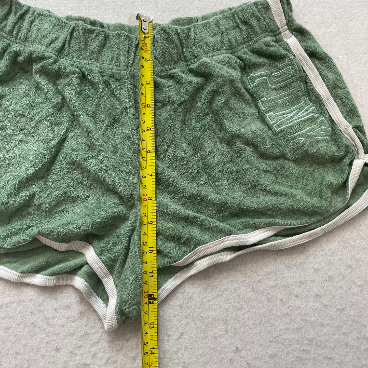 PINK Victoria’s Secret Women's Soft Pine Terry Cloth Varsity Shorts Beach Size L