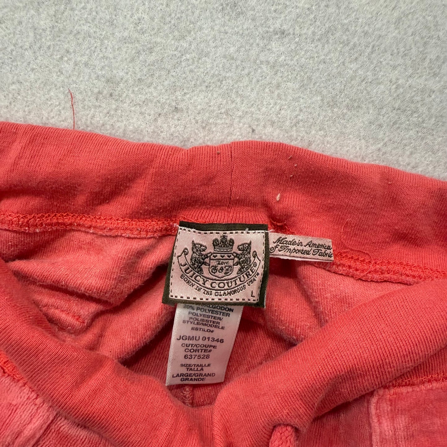 Vintage Juicy Couture Women's Coral Pink Velour Flared Track Pant Pockets Size L