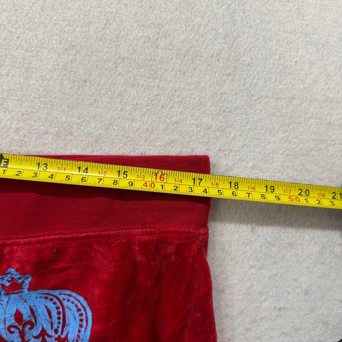 Vintage Juicy Couture Women's Red Velour Flared Track Pant Crown Logo Size L
