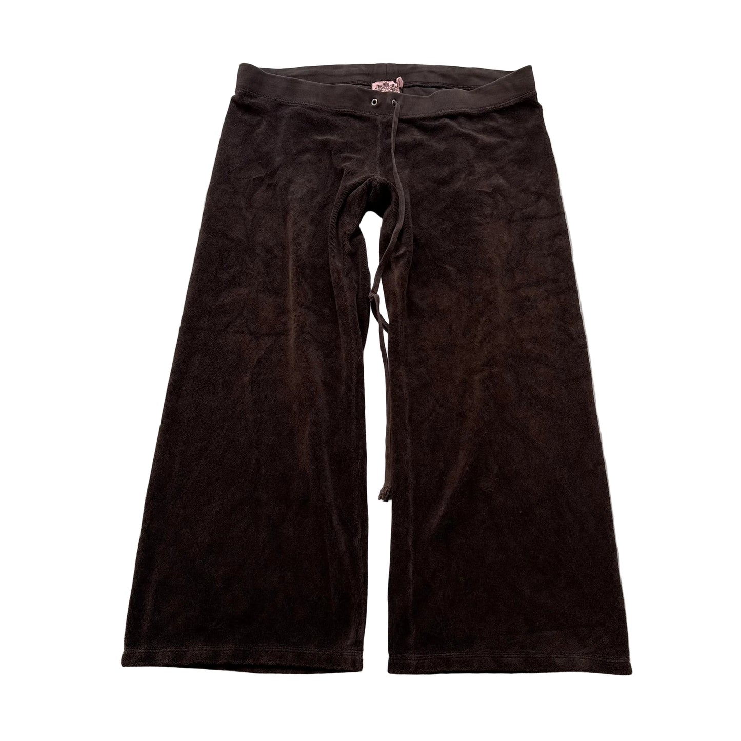 Vintage Juicy Couture Women's Dark Brown Terry Cloth Wide Leg Capris Pant Size L