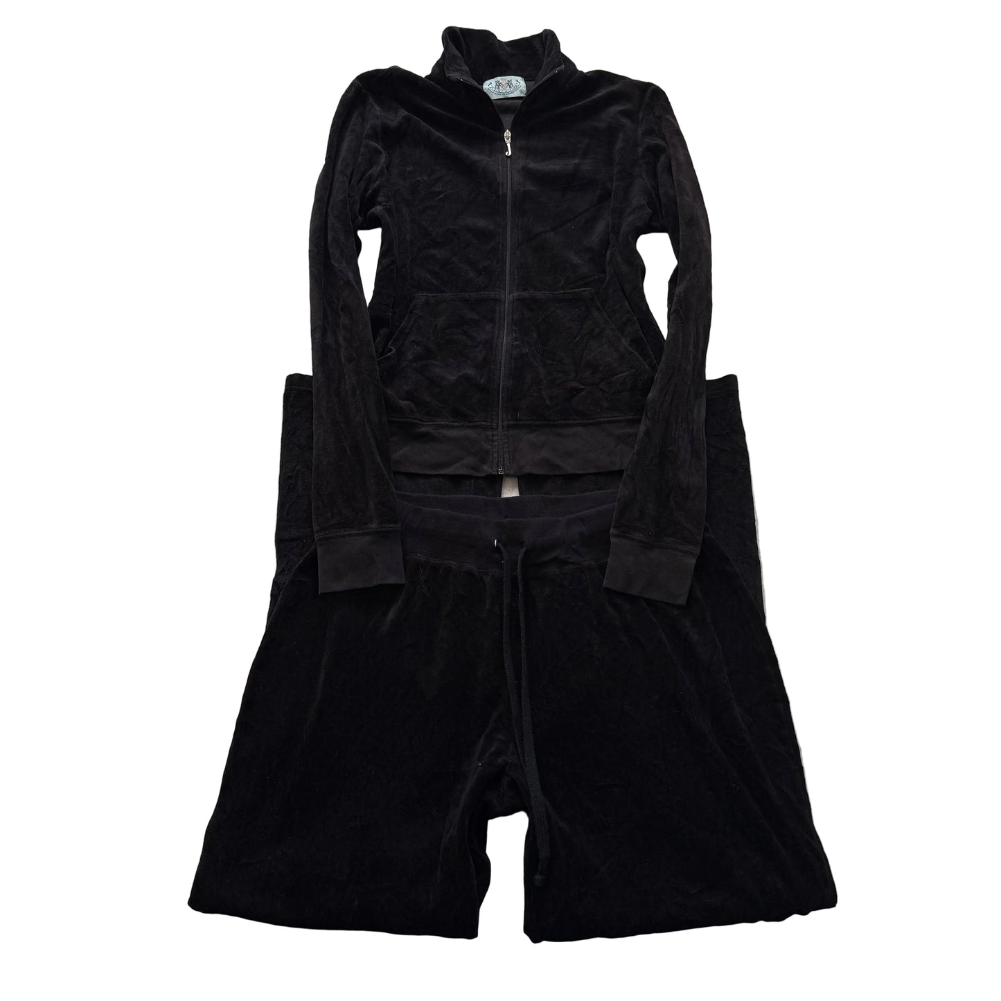 2003 Vtg Juicy Couture Women's Black Velour Tracksuit Set Jacket & Pant Size XL