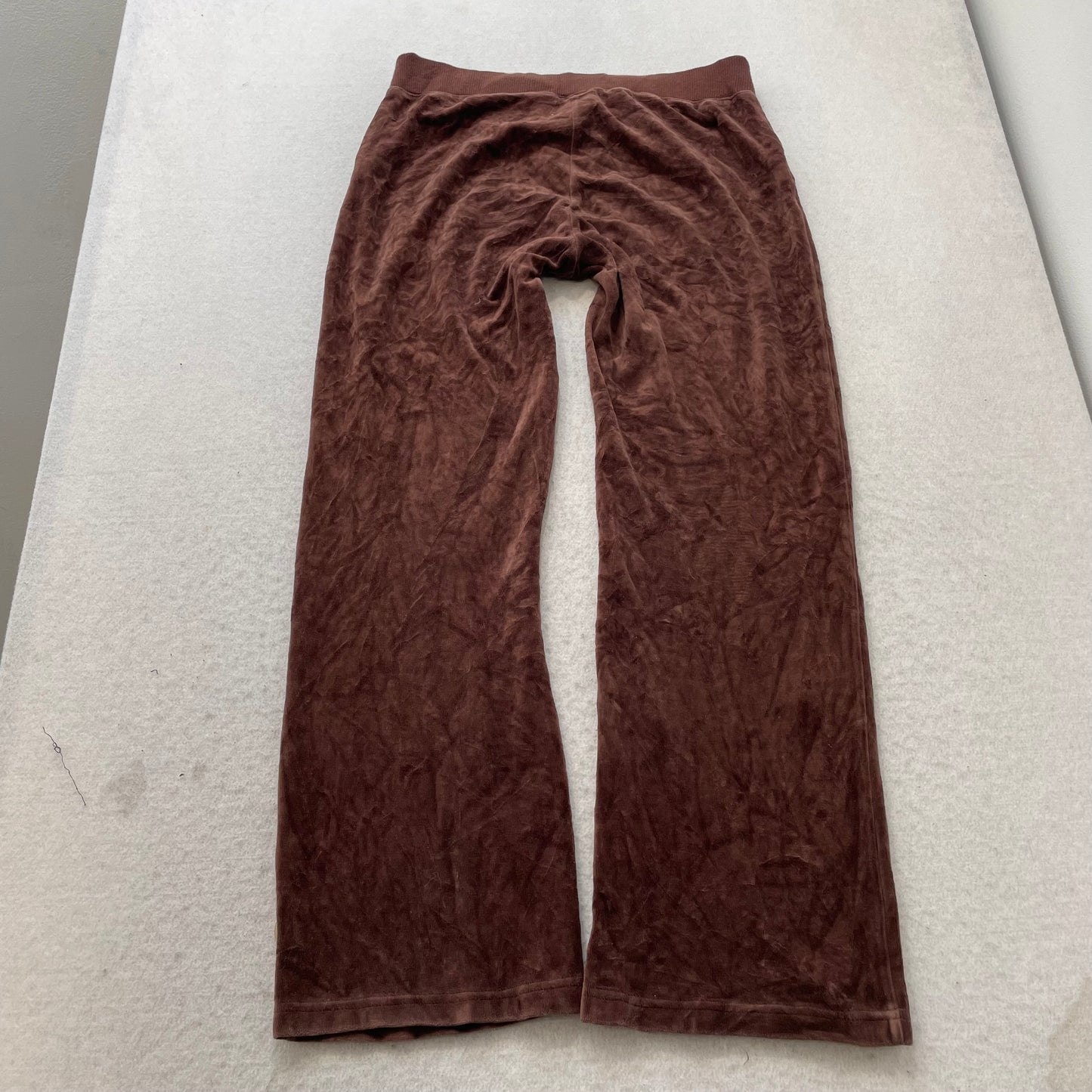 Juicy Couture Women's Dark Brown Velour Flared Leg Track Pants Drawstring Size M