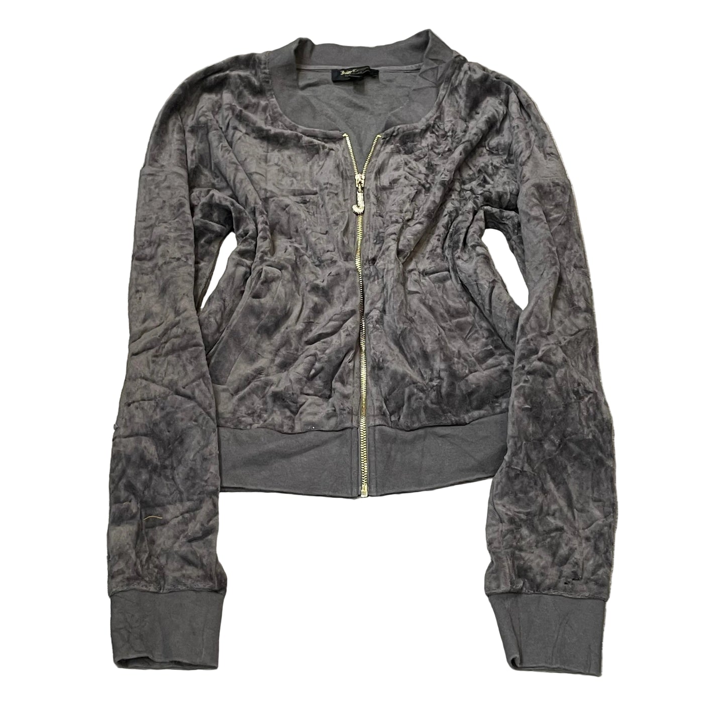 Juicy Couture Black Label Womens Charcoal Gray Velour Zip Up Track Jacket Size M