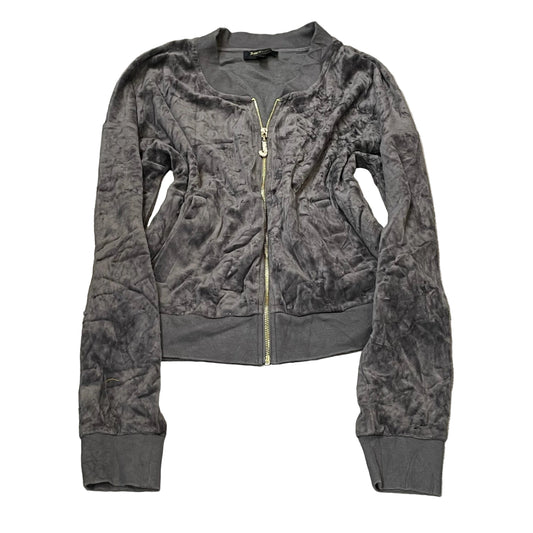 Juicy Couture Black Label Womens Charcoal Gray Velour Zip Up Track Jacket Size M
