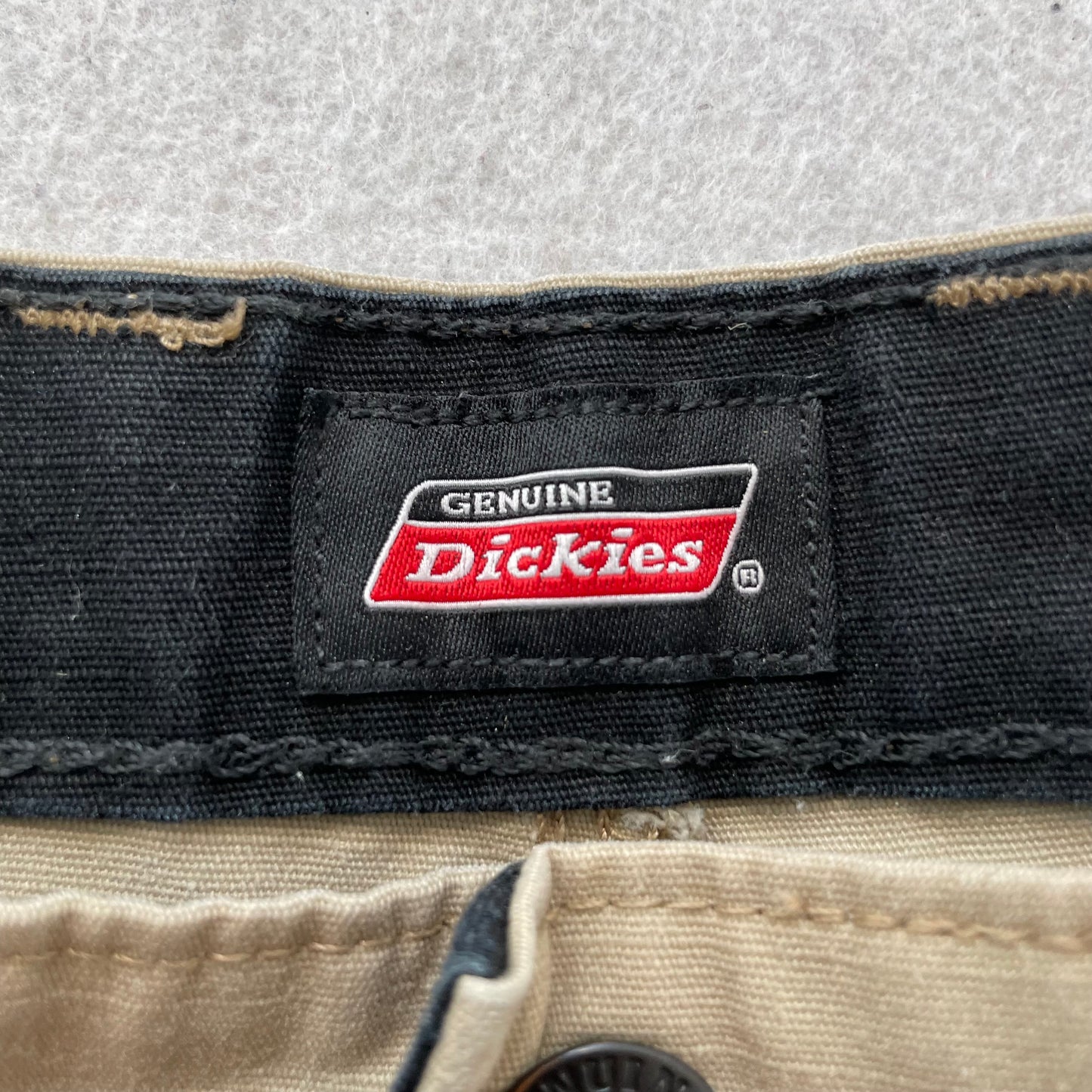 Dickies Men's Khaki Polyester Blend Loose Fit Cargo Pants Pockets Y2K Size W39