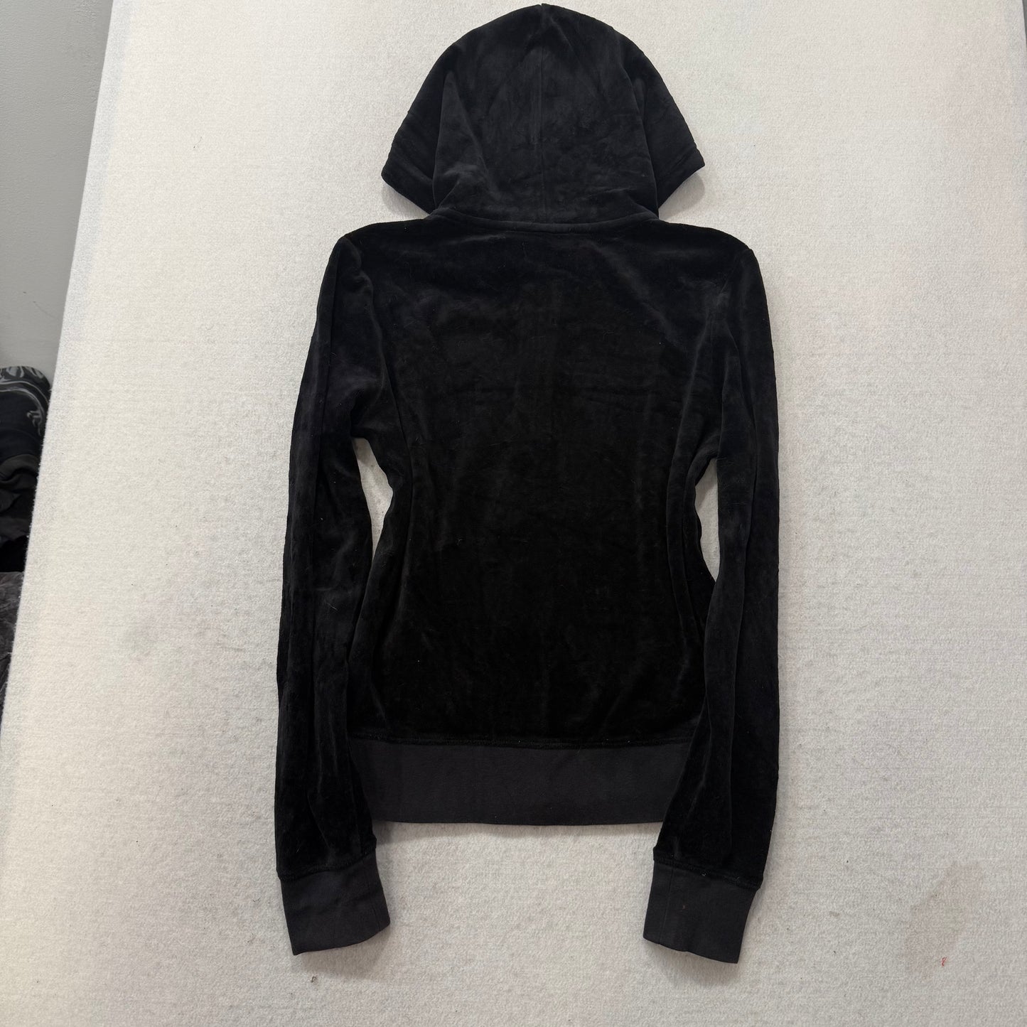 Juicy Couture Black Velour Track Zip Up Hoodie Size S