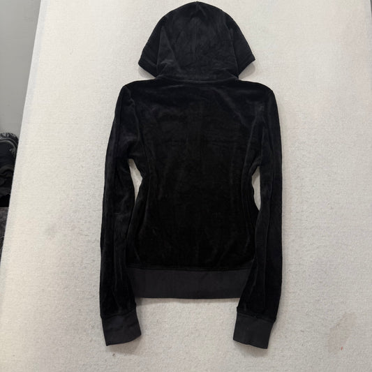 Juicy Couture Black Velour Track Zip Up Hoodie Size S