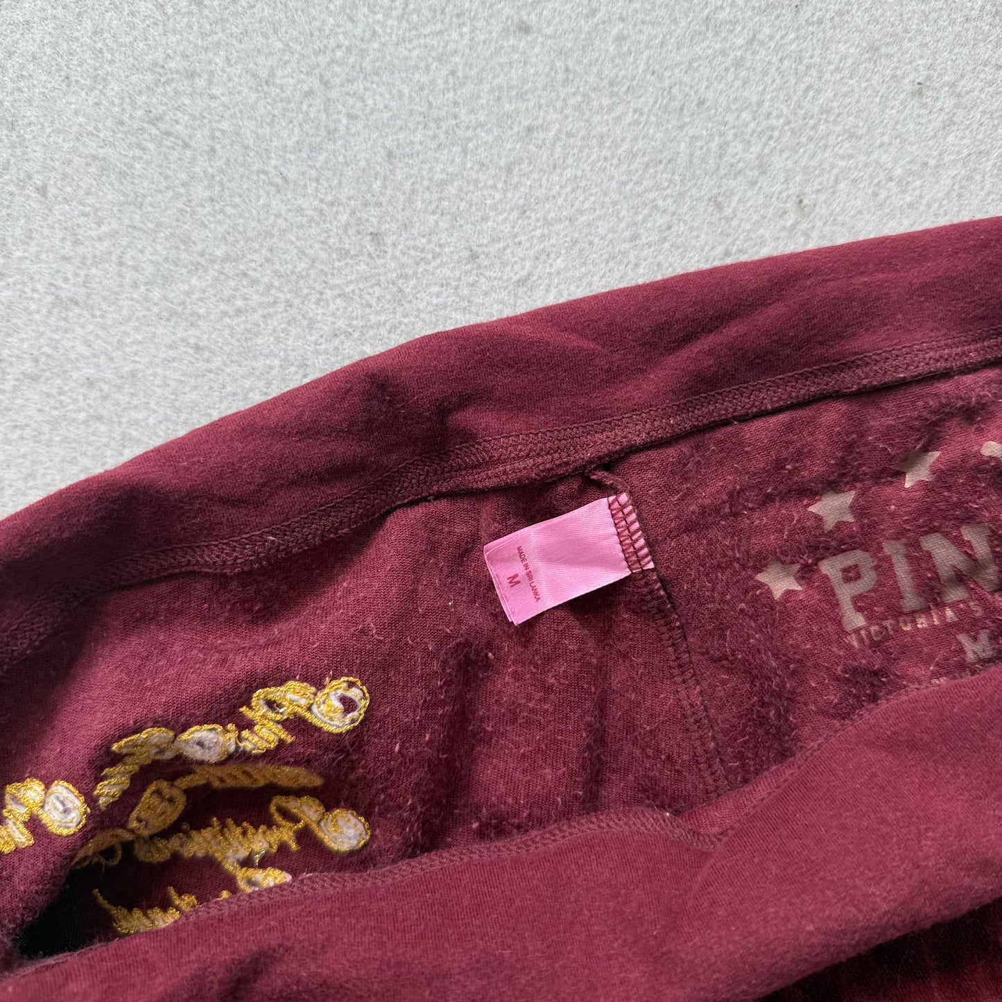 2006 Victoria's Secret PINK Women's Maroon Velour Flared Track Pant Logo Size M