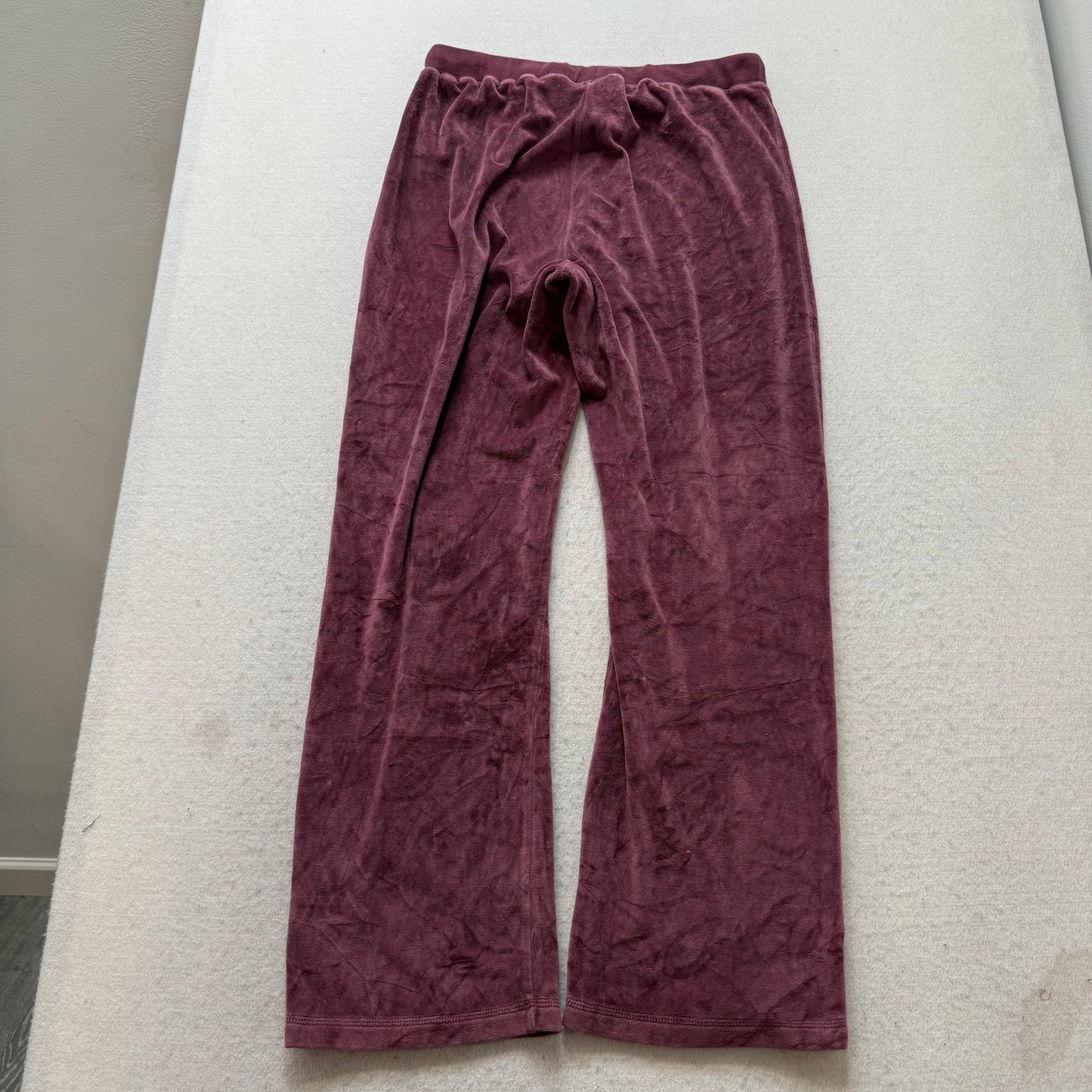 Juicy Couture Women's Wine Velour Flared Track Pant Drawstring Y2K Casual Size M