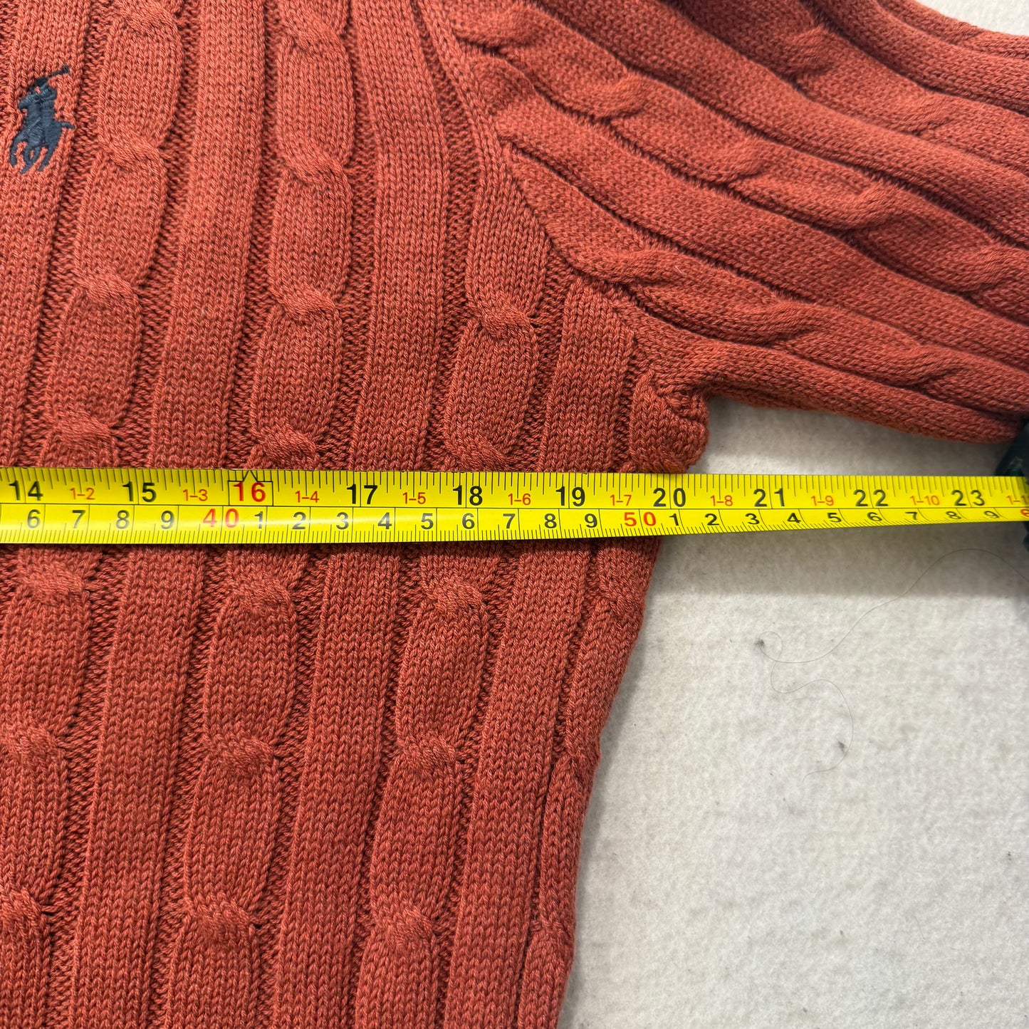 Polo Ralph Lauren Men's Terracotta Cable-Knit Sweater Crewneck Logo Size M NWT