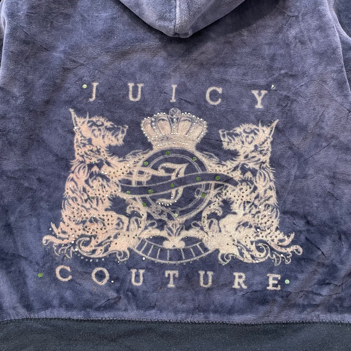 Juicy Couture Women's Navy Velour Tracksuit Sets Rhinestones Graphic Logo Size M
