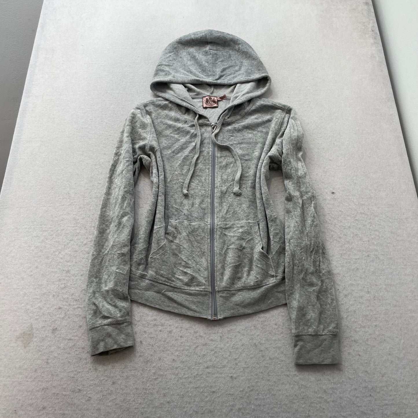 Vtg Juicy Couture Women's Heather Grey Velour Tracksuit Set Hoodie & Pant Size S