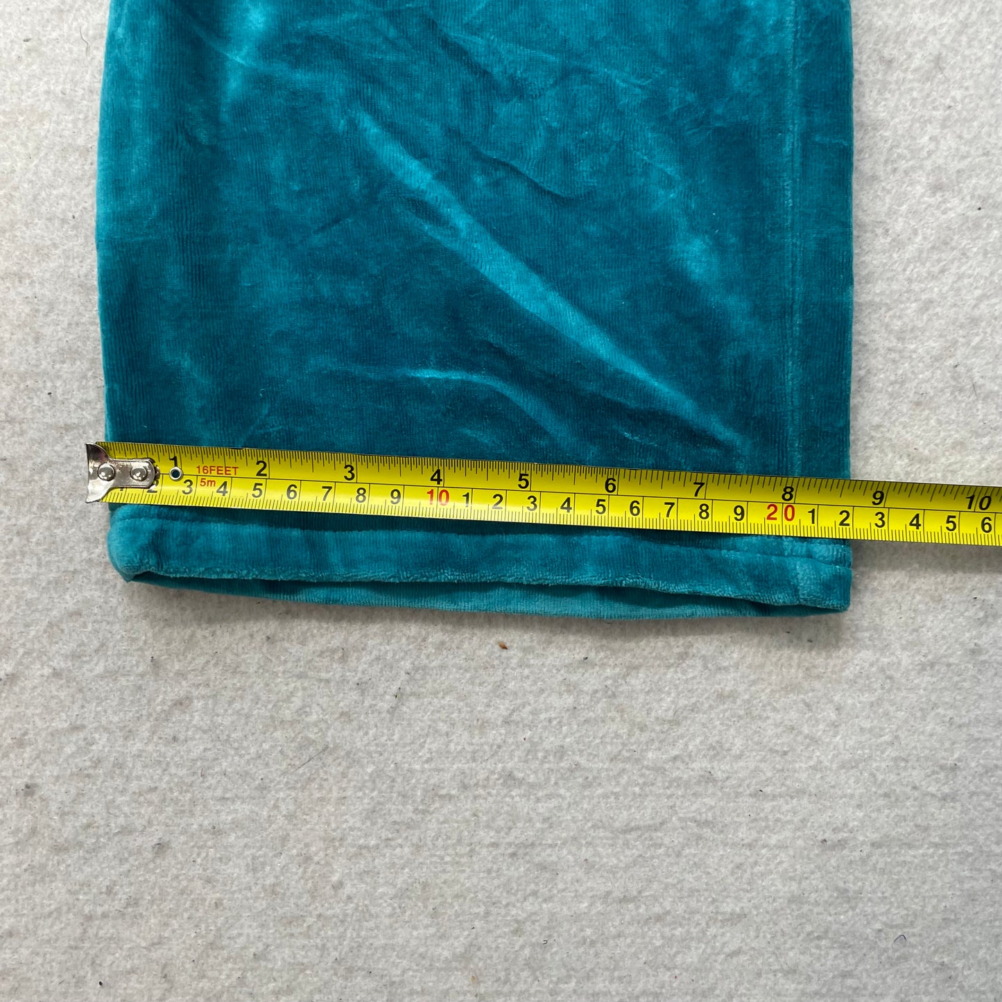 Vintage Juicy Couture Women's Bright Teal Velour Flared Track Pant Casual Size S