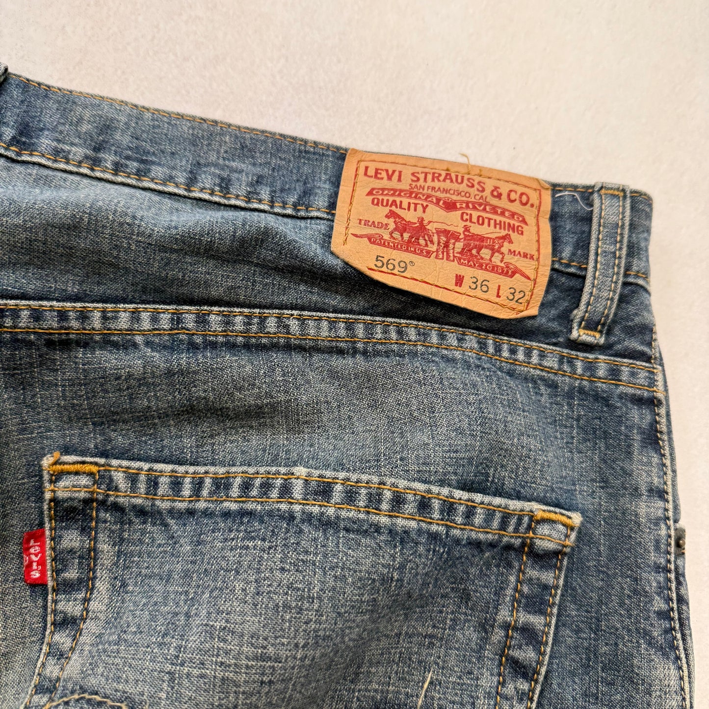 Levi's 569 Men's Blue Loose Straight Denim Jeans 100% Cotton Mid-Rise Size 36x32
